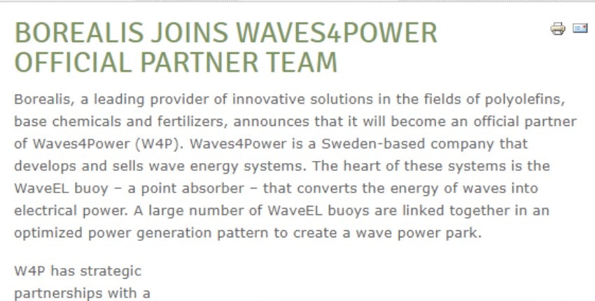 Borealis joins Waves4Power’s official partner team
