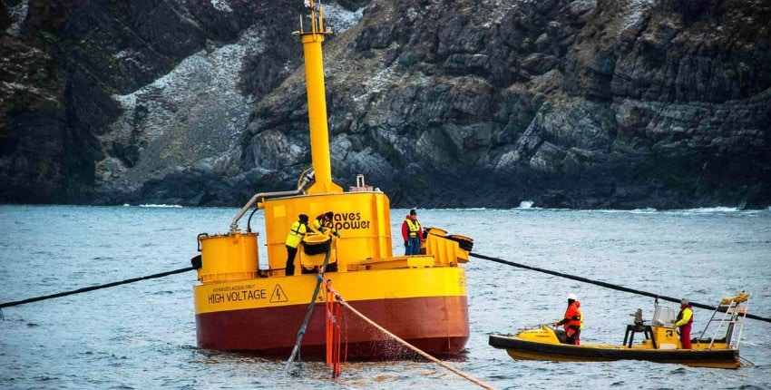 The WaveEL buoy is shown being installed at Runde.